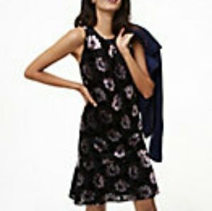 Loft, Ann Taylor Velvet Black Floral Dress